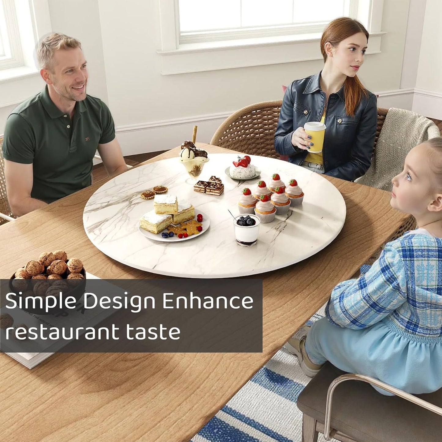 31.5" Lazy Susan for Table Top Sintered Stone Rotating Serving Tray for Dining Table, Kitchen Lazy Susan Organizer Spinning Rotating Food Server Party Centerpieces