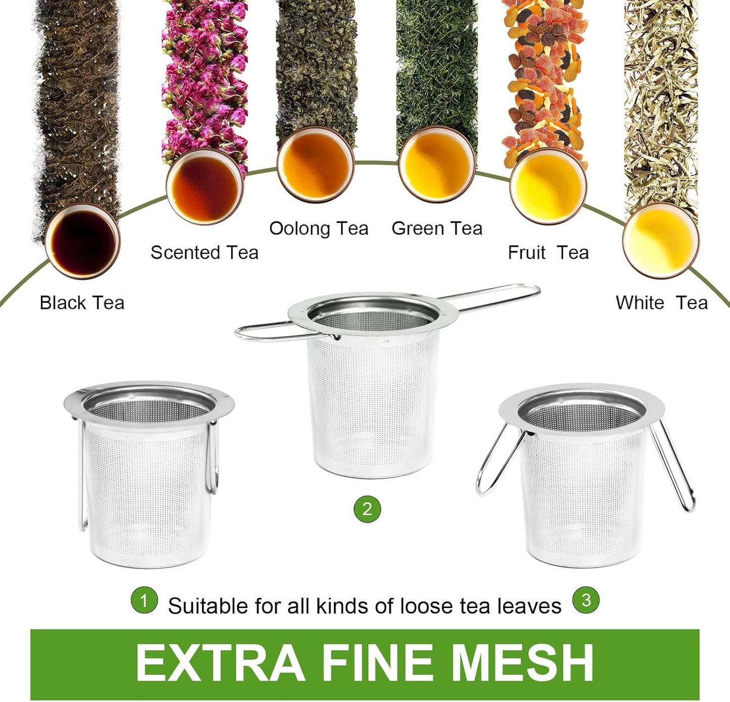 2 Pack Tea Infuser, Stainless Steel Extra Fine Mesh Tea Strainer for Loose Leaf with Foldin Handle Sitting in Mugs, Tea Filters, Tea Strainers, Tea Basket, Infusers Tea Diffuser for Loose Tea Steeper