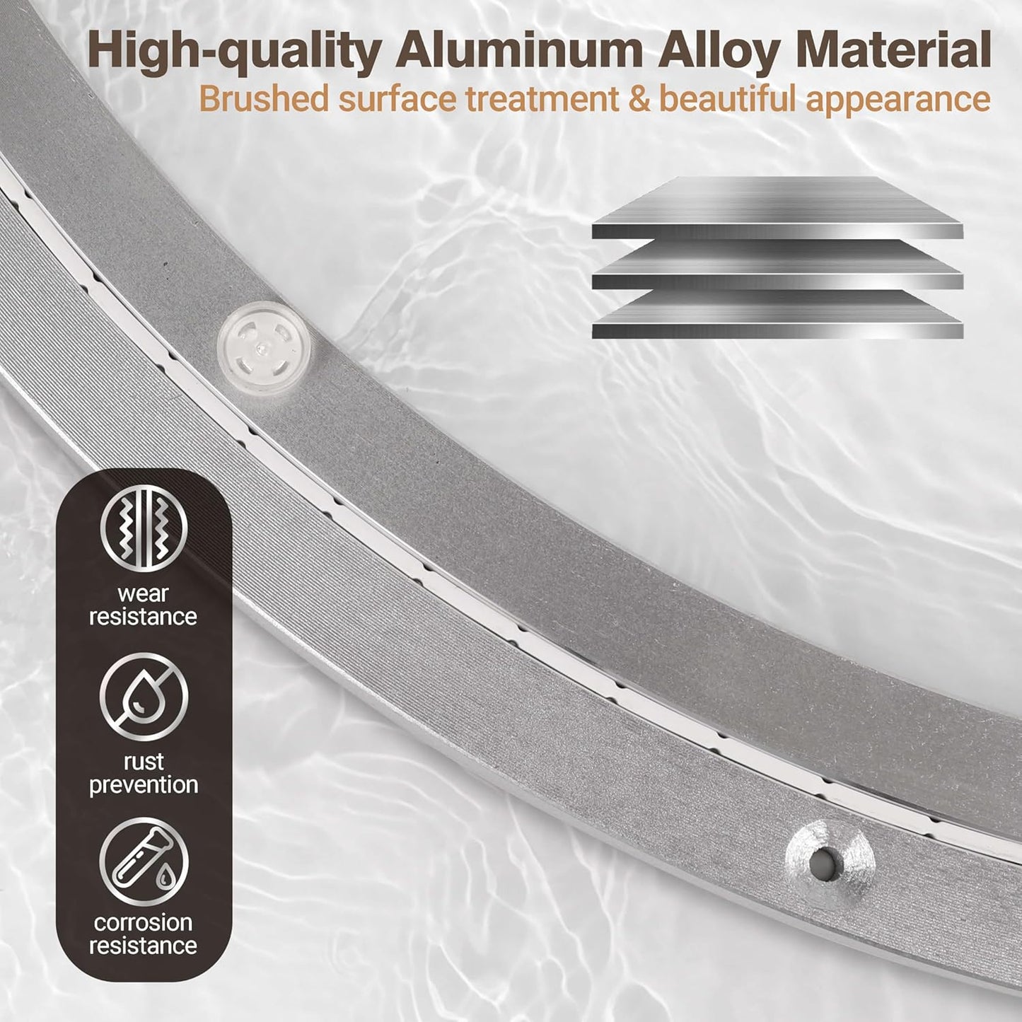 18 Inch Lazy Susan Bearing Aluminum Alloy Rotating Turntable, Non - Slip Mute Metal Bearing Swivel Plate Hardware for Dining and Workbench,660 Pounds Capacity