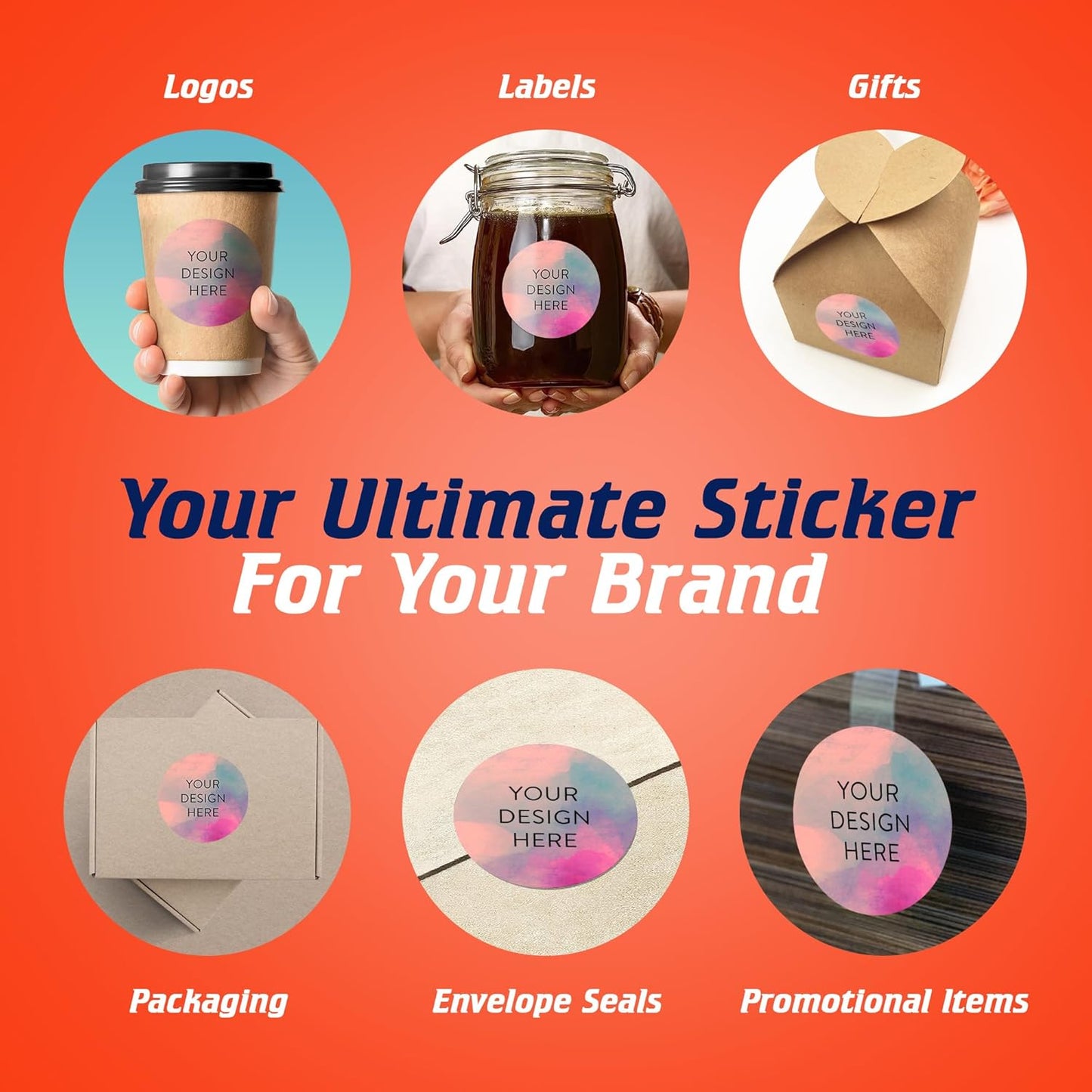 100 Custom Vinyl Stickers - Upload Your own Image, Text, Design, Logo - Personalized Logo Labels for Handmade, Packaging, Bottle, Jars, Candle, Brand Stickers (Rose, 3x3)