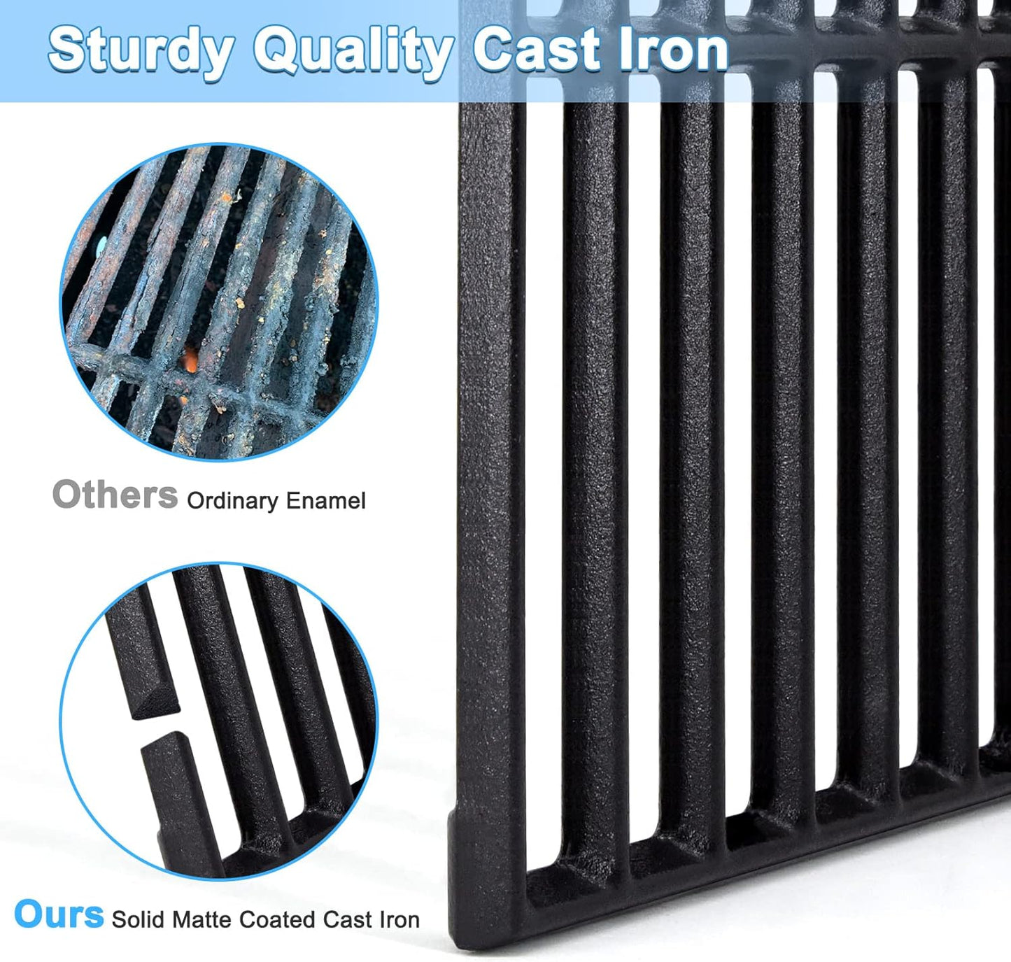Adviace Grill Grates for Charbroil Performance 463347017, 463335517, 463342119, 463347518, 463347519, Cast Iron Grates Replacement Parts for Char-Broil G470-0002-W1, G470-0003-W1