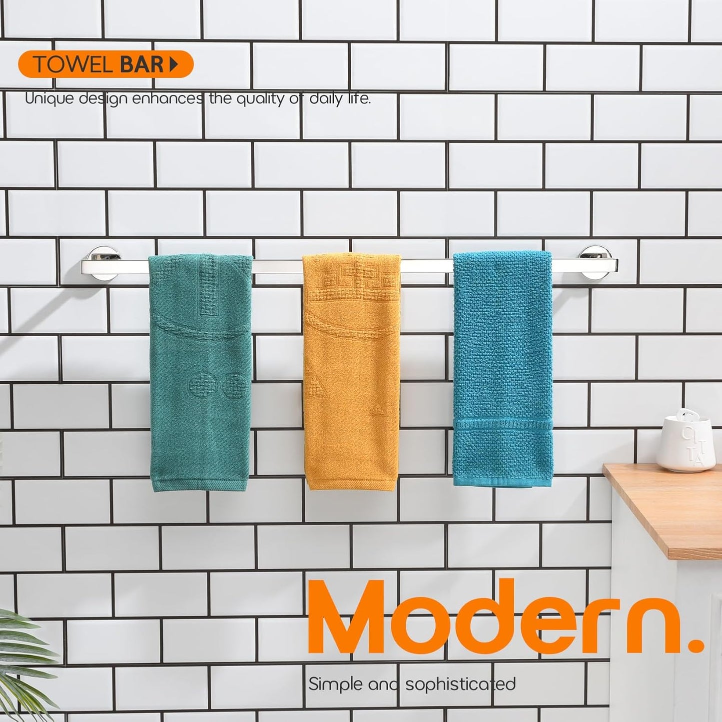 32 Inch Bathroom Towel Bar Bath Towel Rack Kitchen Towel Holder Long Towel Rails Wall Mounted SUS304 Stainless Steel 2 Pack Polished Chrome AN4001CH-L32-P2