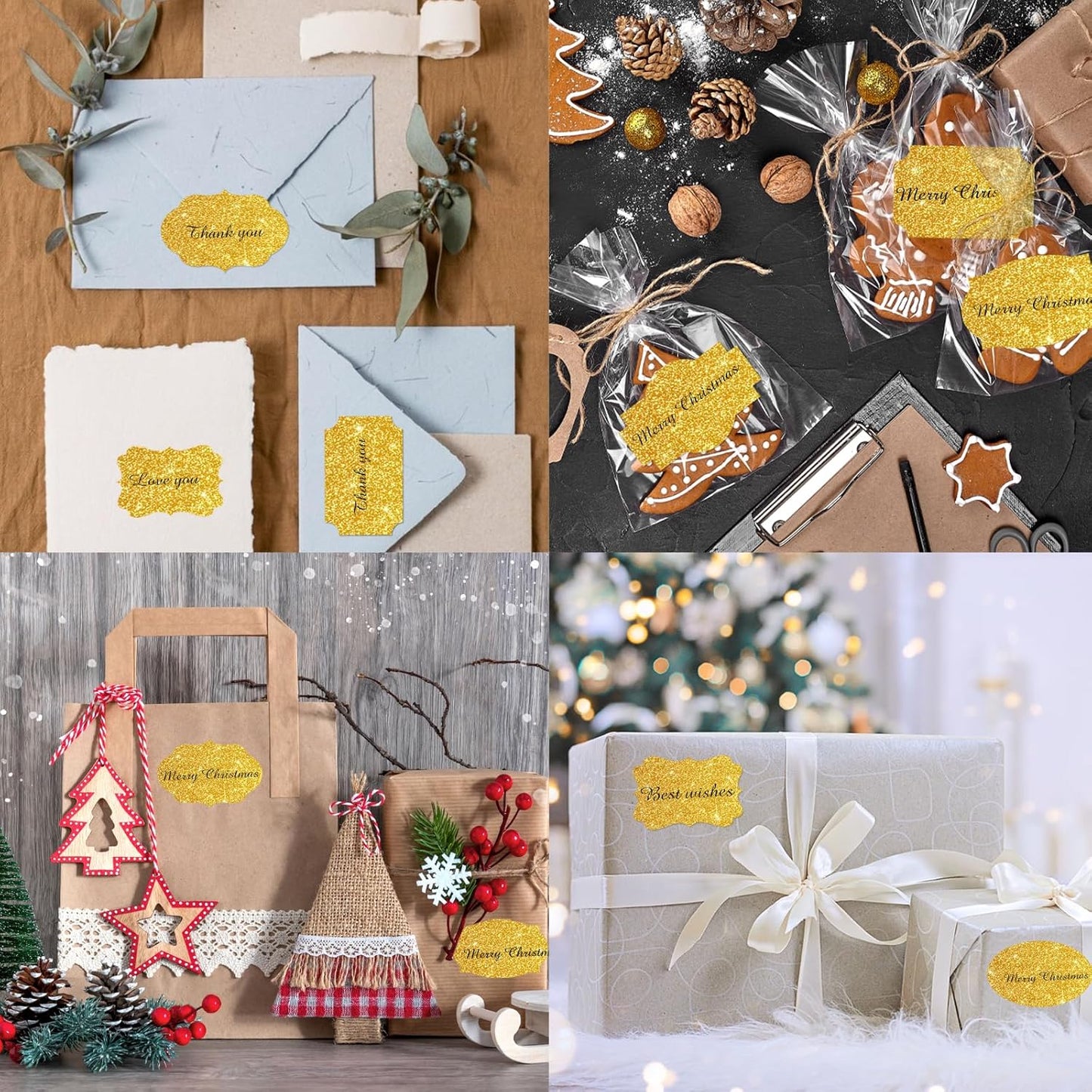 350 PCS Gift Tags Stickers Name Labels Stickers,2" x 1.2" Fancy Shape Stickers Self-Adhesive Handmade Bottle All-Purpose Jar Labels for Presents Cosmetic Decoration Jars Food Craft (Bright Gold)