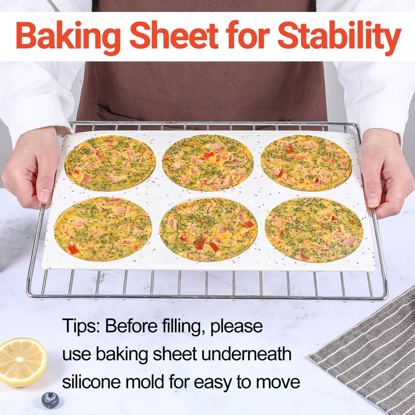 Jumbo Muffin Top Pan, 4 Inch Extra Large Egg Baking Pan for Oven Silicone Molds for Breakfast Sandwiches, English muffins, Whoopie Pies, Corn Bread, Egg bites, 3 Pack Confetti