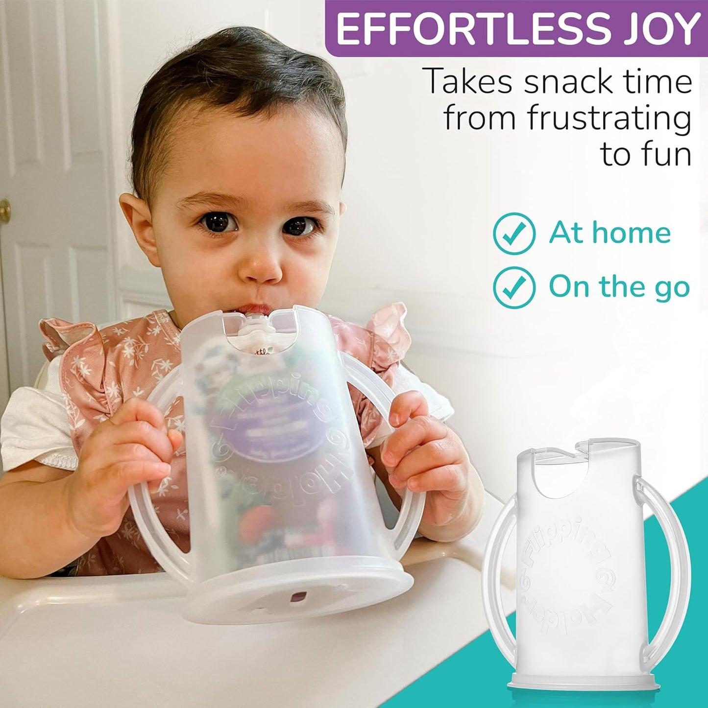 2-in-1 Baby Food Pouch & Juice Box Holder (2-pack) - No-Squeeze, Food-Safe Container with easy-grab Handles & Lid Fits GoGo, Capri Sun, Juice, Yogurt, & More