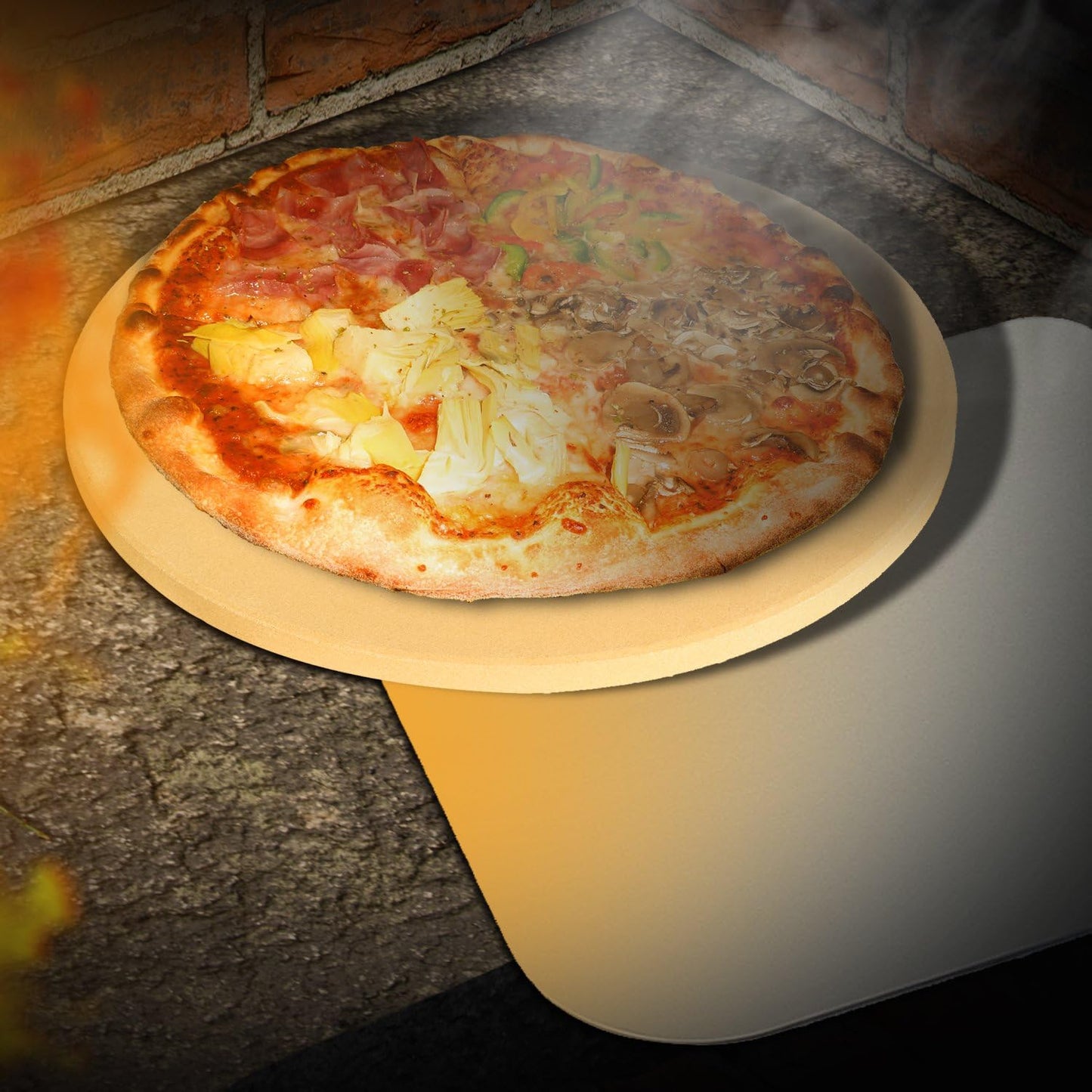 LifeSmart Pizza Stone and Scraper 13 inches Ideal for Crispy Crusts Heat Safe for Use on Grills and in Ovens Certified Safe Includes Scraper