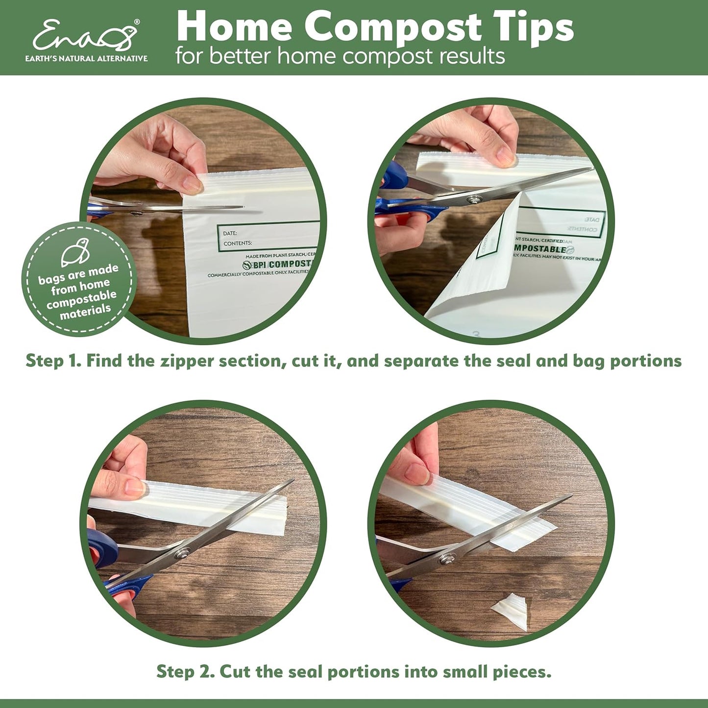 100% Compostable Food Storage Bags [Sandwich 150 Pack] Eco-Friendly Freezer Bags, Resealable Bags, Heavy-Duty, Reusable, by Earth's Natural Alternative, off white