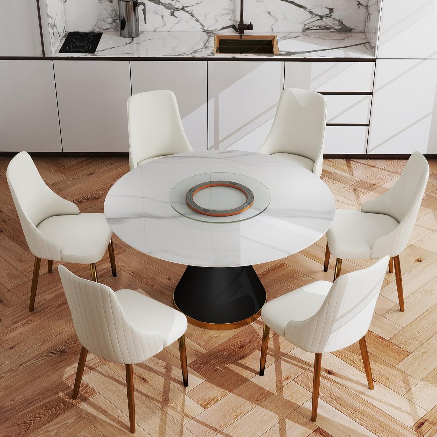 23.6" Lazy Susan for Table Top Tempered Glass Rotating Serving Tray for Dining Table, Kitchen Lazy Susan Organizer Spinning Rotating Food Server Party Centerpieces