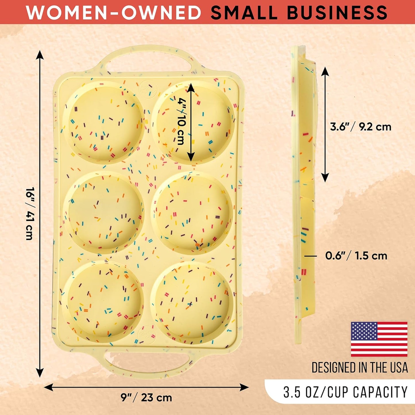 Jumbo Top Silicone Muffin Pans for Baking, 4 Inch Silicone Jumbo Muffin Pan 6 Cup, Egg Pan for Baking English muffins, Whoopie Pies, Corn Bread Bites, Confetti Muffin Top Pans Non Stick
