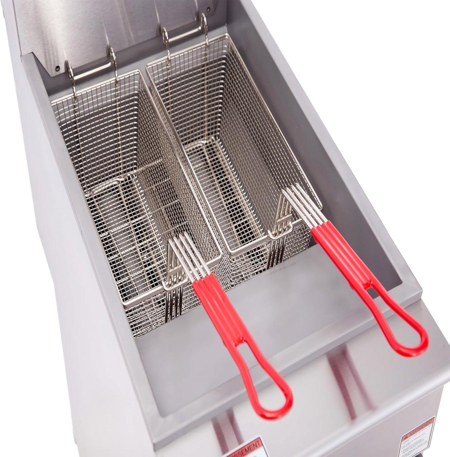 CLIVIA Liquid Propane Deep Fryer, Commercial Floor Fryer with 2 Baskets, 55 lb. Capacity with 4 Burners, 120,000 BTU Propane Fryer for Restaurants