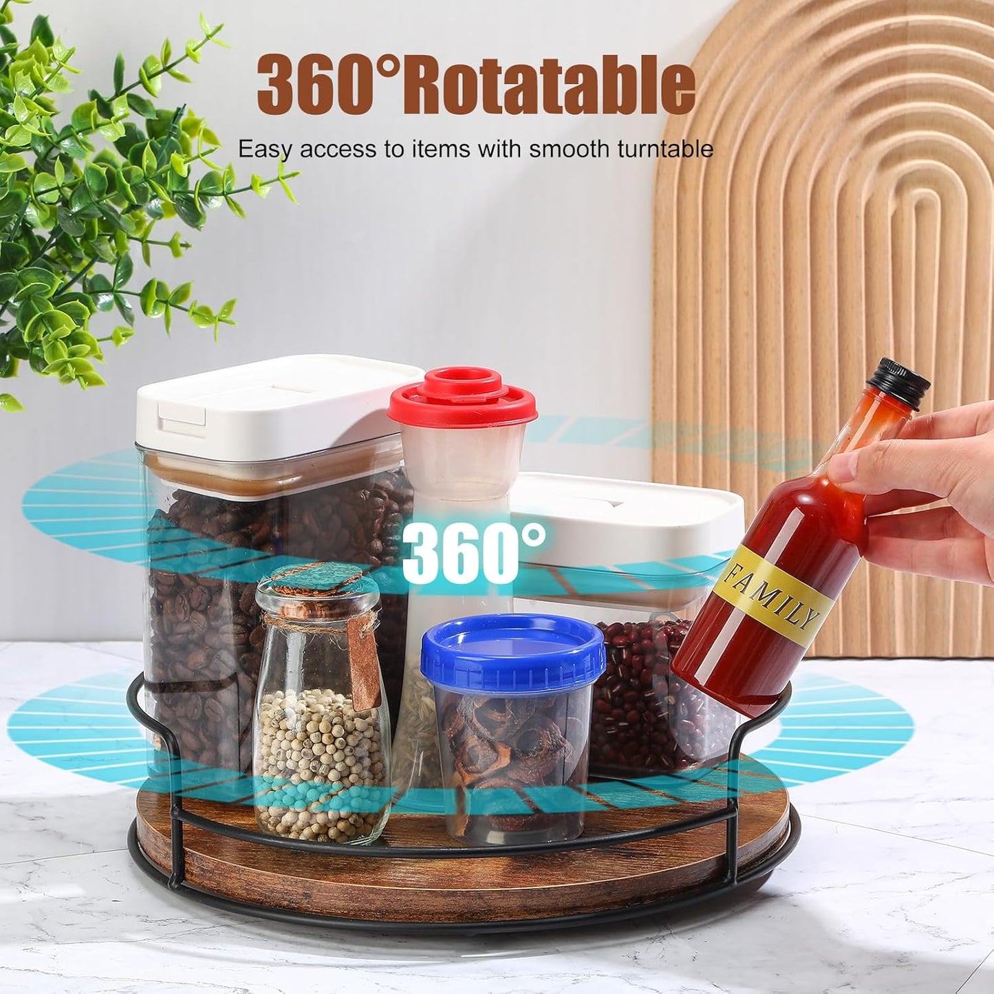 2 Pack Lazy Susan Organizer for Table Top Turntable 9'' and 10'' Wooden Lazy Susan Turntable for Cabinet Pantry Bathroom Kitchen Countertop Organizer Spice Organization