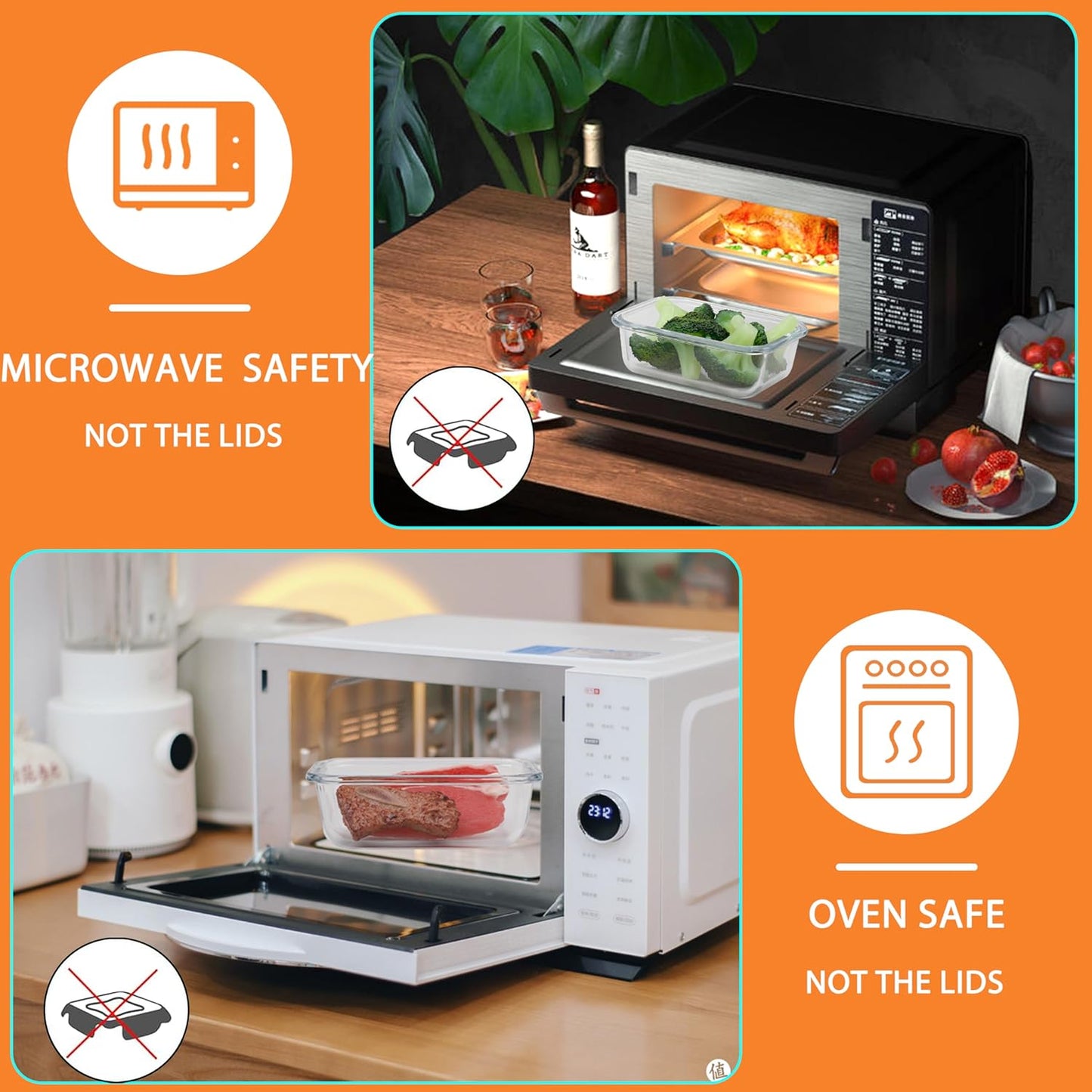 kakw10 Packs Glass Food Storage Containers,Glass Meal Prep Container for Lunch,can be used in the Microwave, Oven, Freezer and Dishwasher,with Upgraded Snap Locking Lids. (10 Packs)