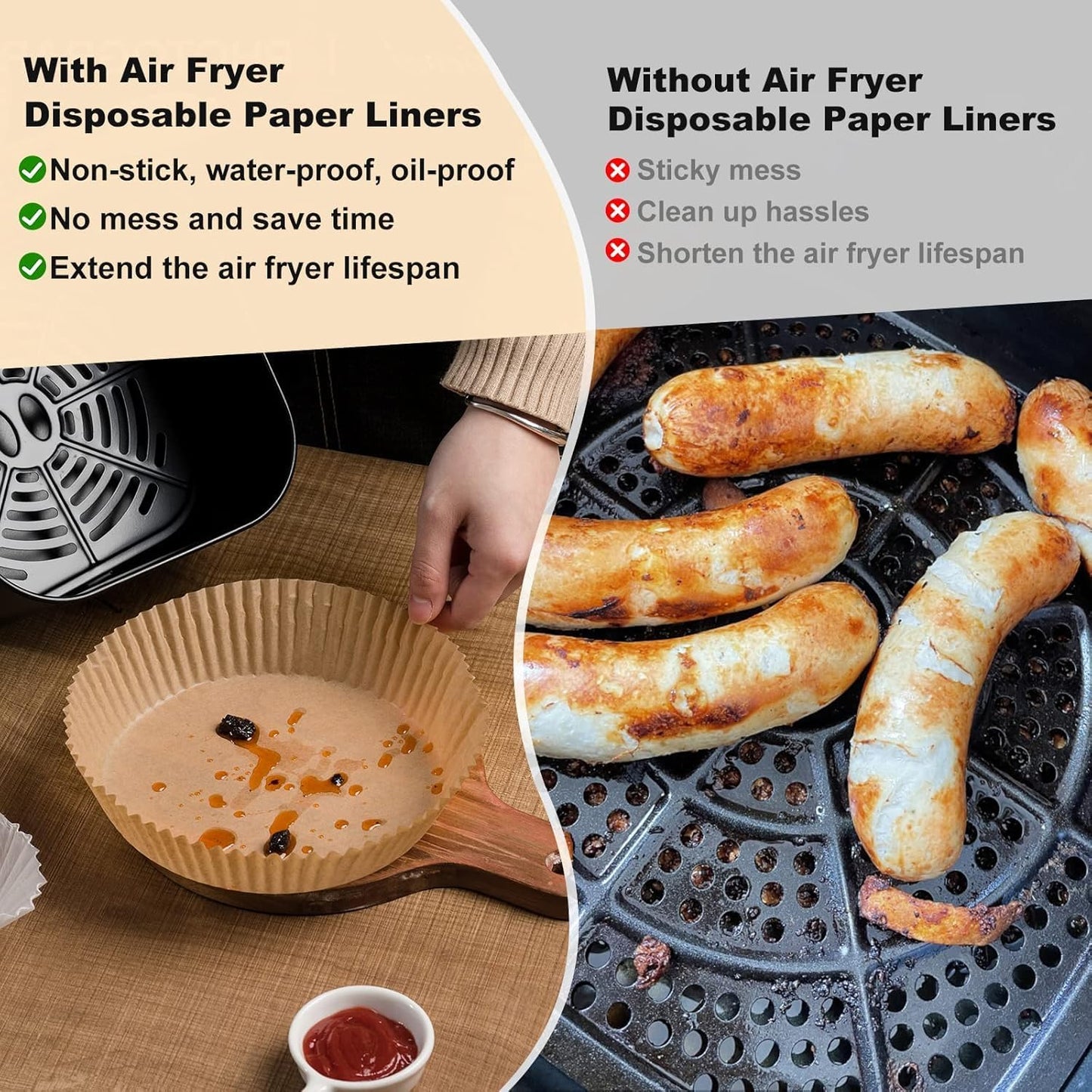 400Pcs Air Fryer Paper Liners Disposable, 8 Inch Max Xl Large Cooker Air Fryer Disposable Paper Liners, Oil Proof Parchment Sheets Round Basket Bowl Liner for Baking Cooking Food