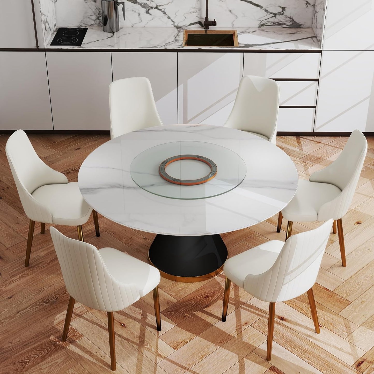 31.5" Lazy Susan for Table Top Tempered Glass Rotating Serving Tray for Dining Table, Kitchen Lazy Susan Organizer Spinning Rotating Food Server Party Centerpieces