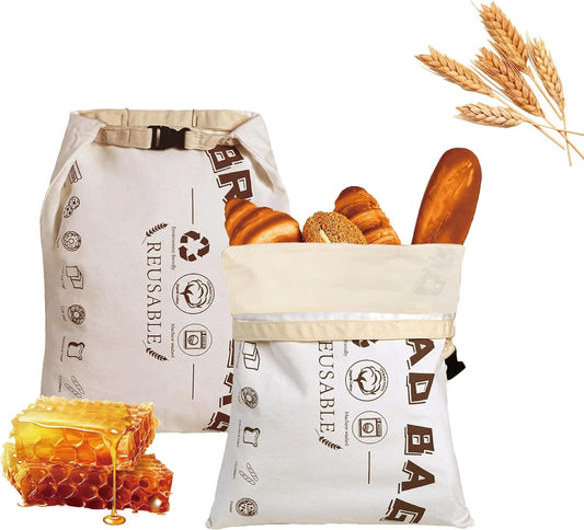 2 Packs Safe Double-Layer Fresh-Keeping Bread Storage Container for Homemade Bread and Sourdough,Eco-Friendly Plastic-free Food Storage | Moisture Lock Technology