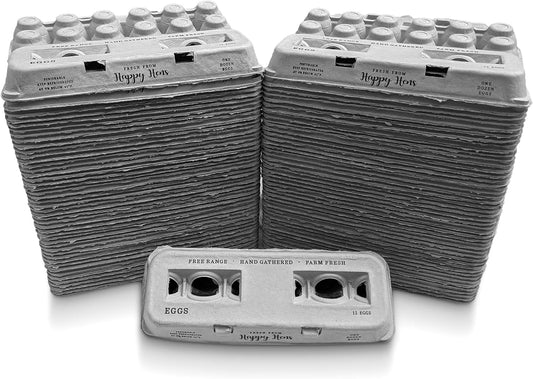 Egg Cartons- Adorable Printed Design for Farm Fresh Eggs, Recycled Paper Cardboard, Sturdy & Reusable, Holds up to XL Chicken Eggs (Blank Stamping, 90)