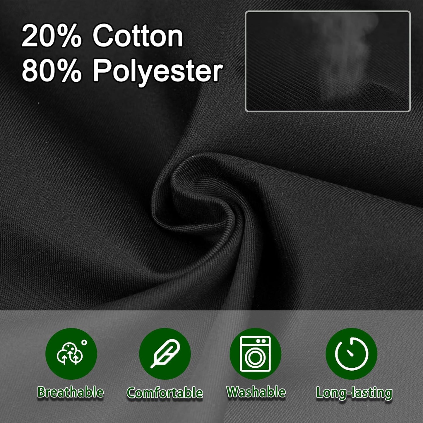 4 Pack Short Server Waitress Chef Apron, Black Waist Aprons with 3 Pockets for Women Men, Half Apron for Waiter Cooking Dishwashing Cleaning Painting Gardening Barbecue (Polycotton - Black)