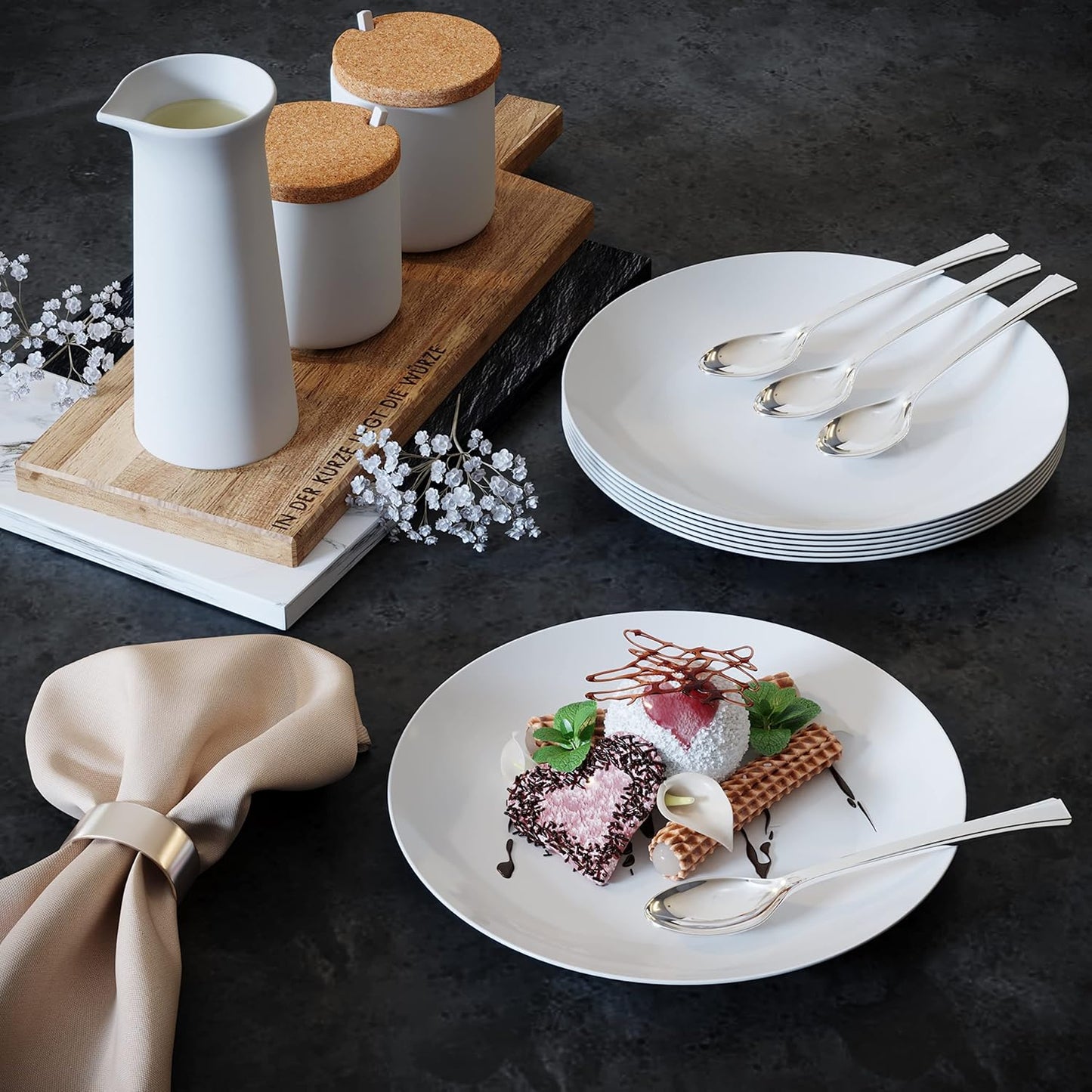 Mini Dessert Spoons - Bulk Pack of 200 Mini Silver Disposable Spoons - 4 Inch Plastic - Bpa Free - Food Safe