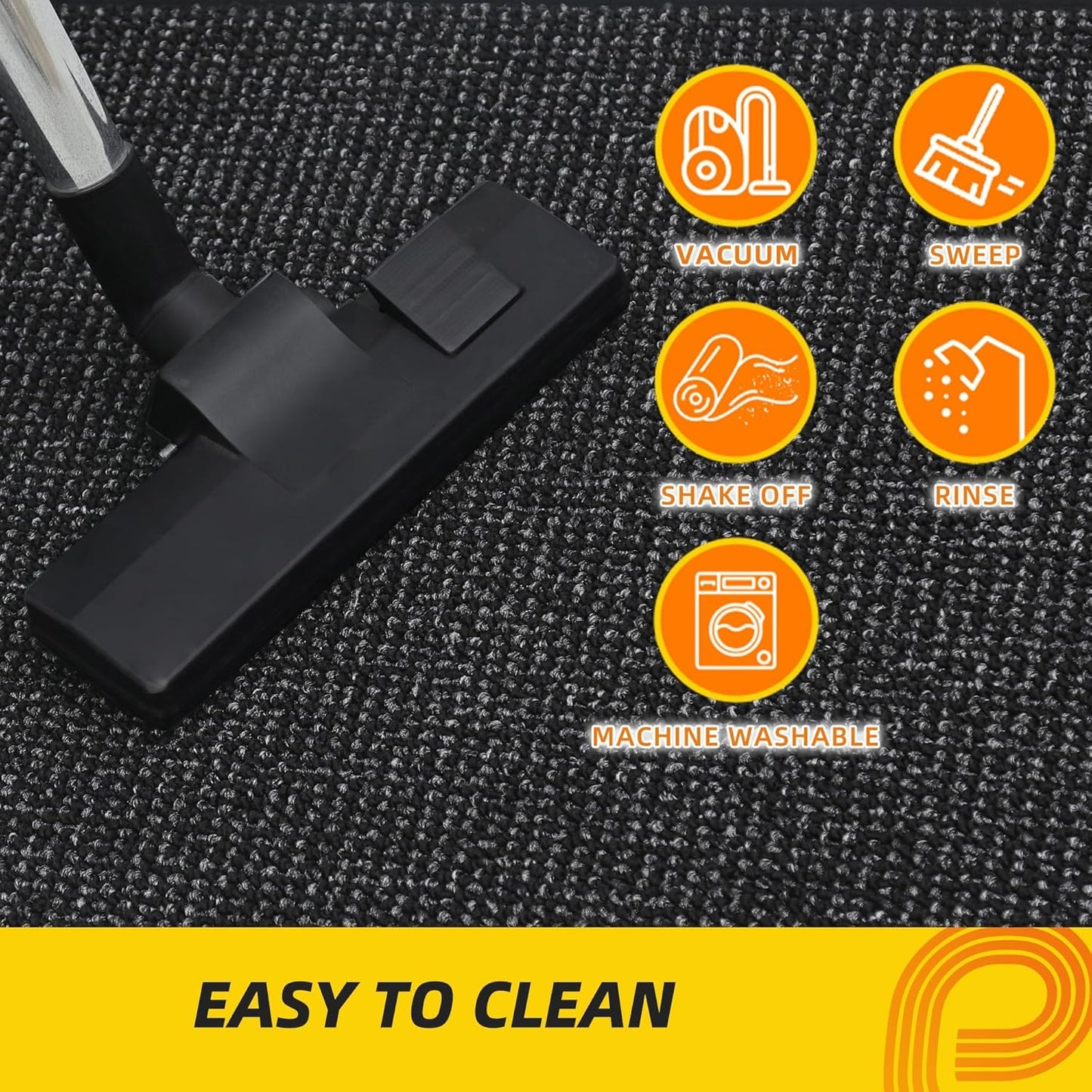 JSEI Dirt Trapper Door Mat 32"x48" Non-Slip Washable Entrance Mat, Dog Doormats, Absorbent & Fade-Resistant Floor Mats, Low Profile Welcome Mats for Entryway, Front Door, and Inside Entrance, Black