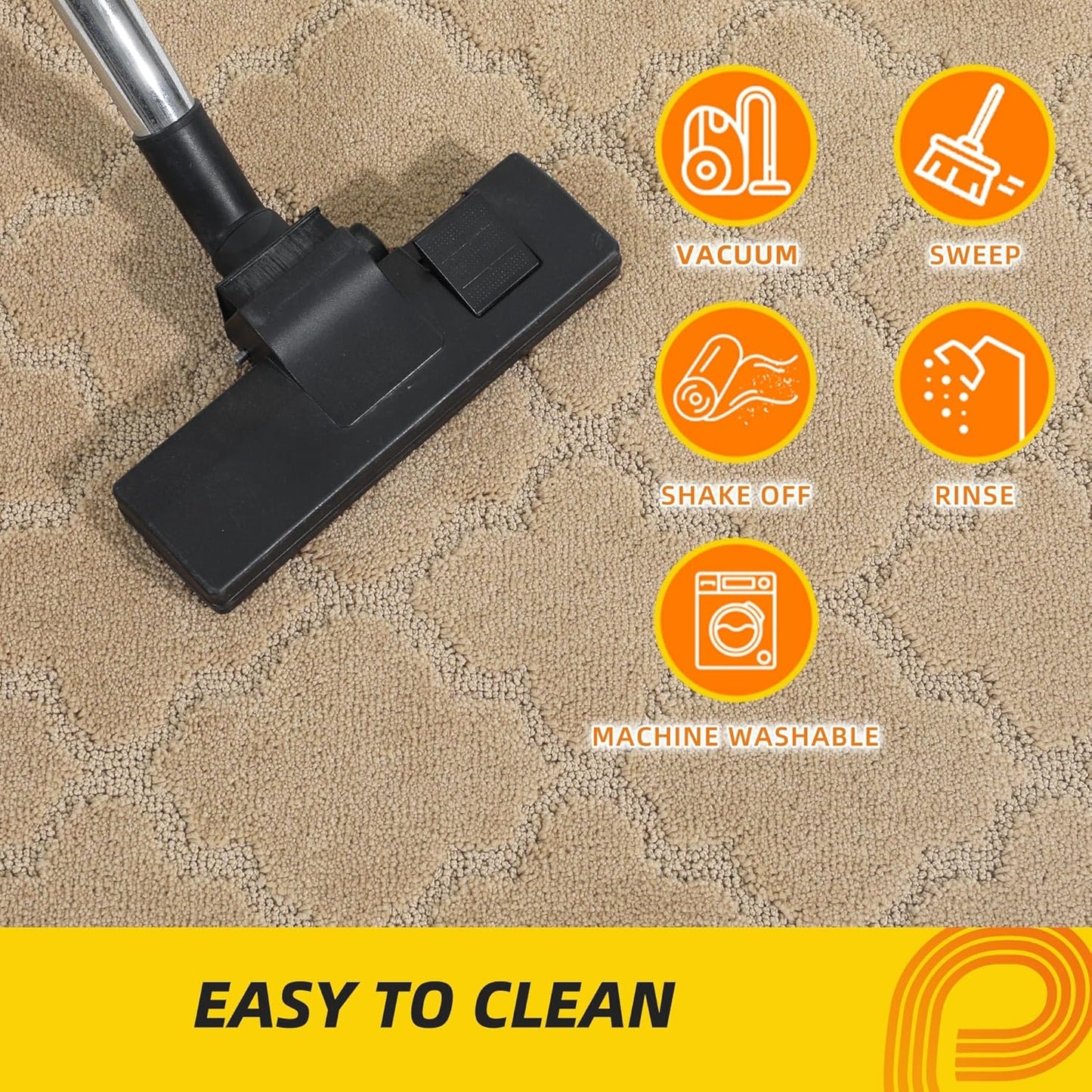 JSEI Kitchen Rugs, Non-Slip Kitchen Mats for Floor, Soft Washable Absorbent Kitchen Mats 2 Pieces, Kitchen Carpet Runner with TPR Backing, Polyester, 24”x36”+24”x60”, Beige