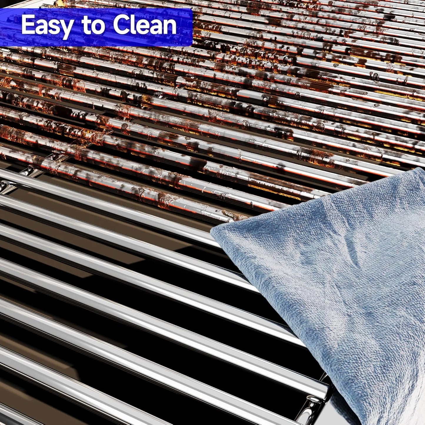 Stainless Steel Cooking Grill Grates Replacement for Nexgrill 720-0882A Evolution Infrared Plus 5-Burner Gas Grills Grates Replacement Parts Cooking Grids with Side Burner, Set of 2, 17 Inch