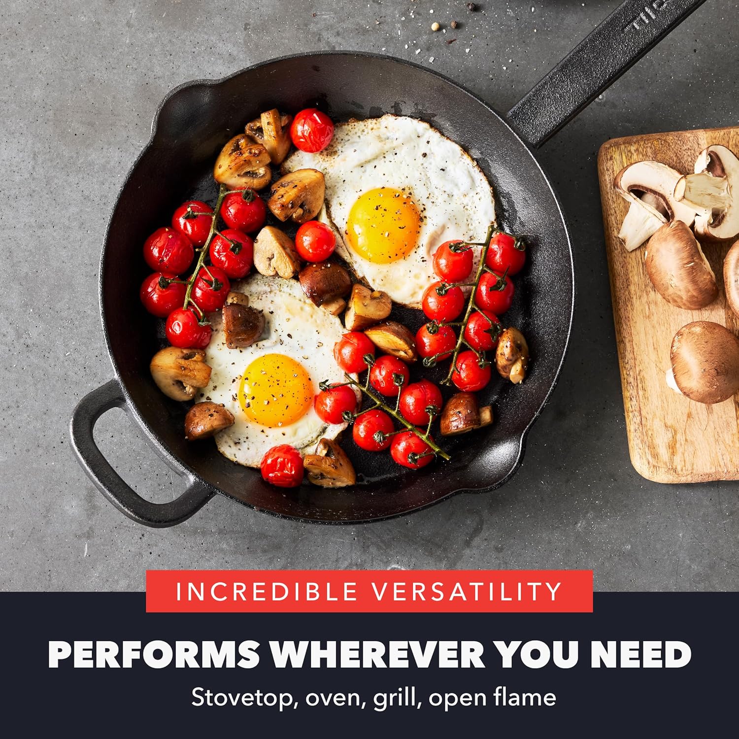 GreenPan x Bobby Flay 10” Cast Iron Pre-Seasoned Skillet with Helper Handle