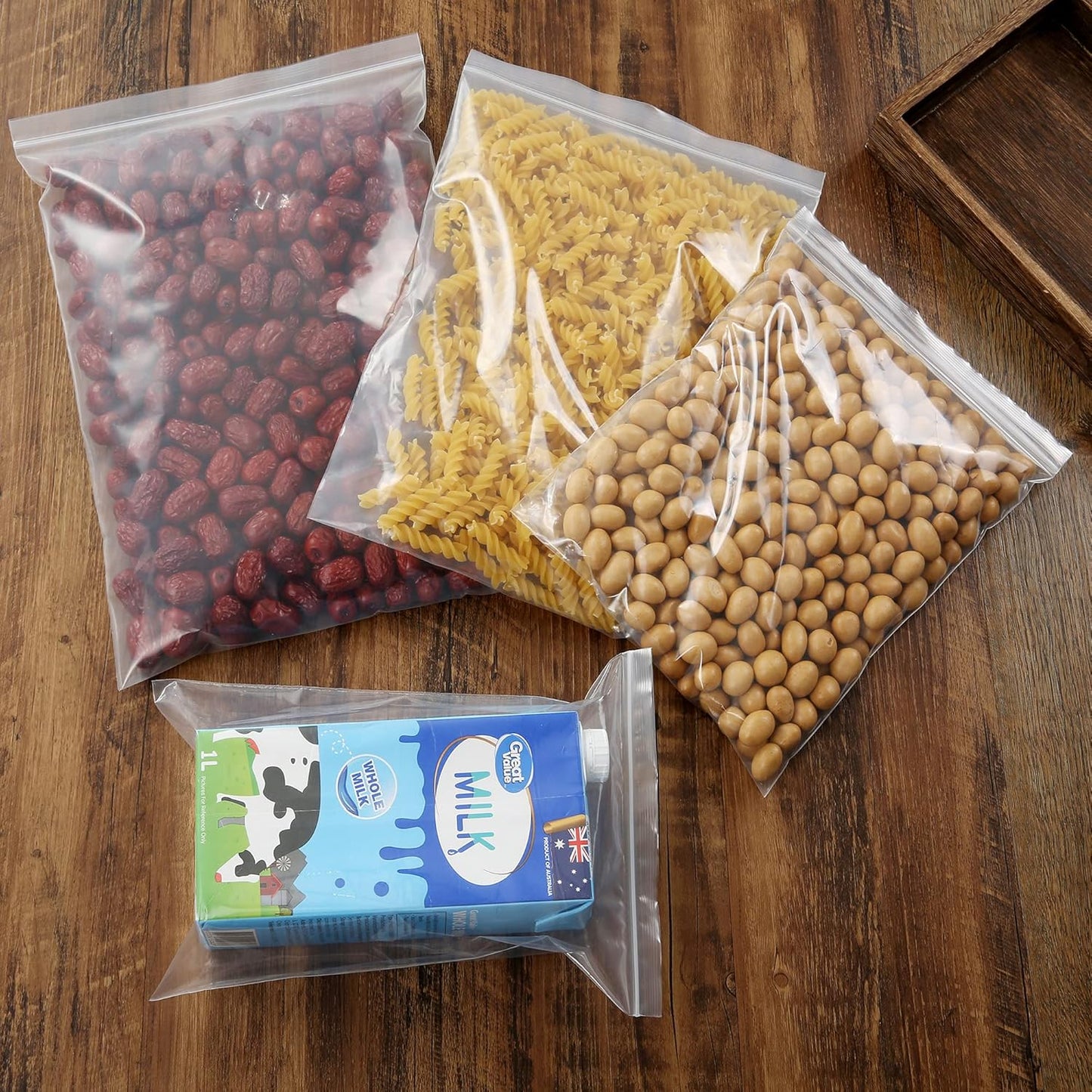 100 PCS 11"x15" Large Thick 2.4 Mil Clear Zip Seal Lock Poly Bags Reclosable Plastic Bags Clothing T-Shirts Shoes Toys Snack Zipper Bag