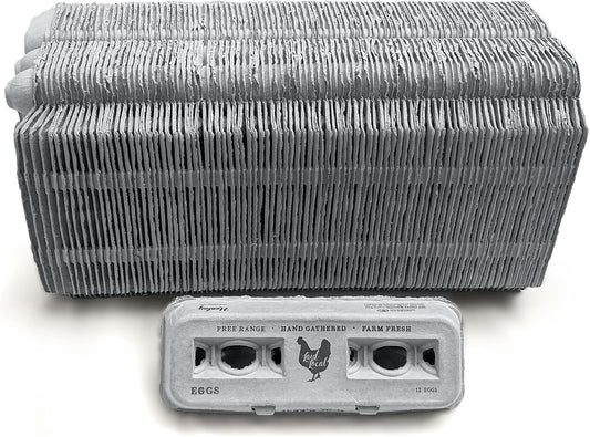 90 Egg Cartons- Adorable Printed Vintage Design for Farm Fresh Eggs, Recycled Paper Cardboard, Sturdy & Reusable, Carton Holds up to XL Chicken Eggs (90, Locally Laid Hen)