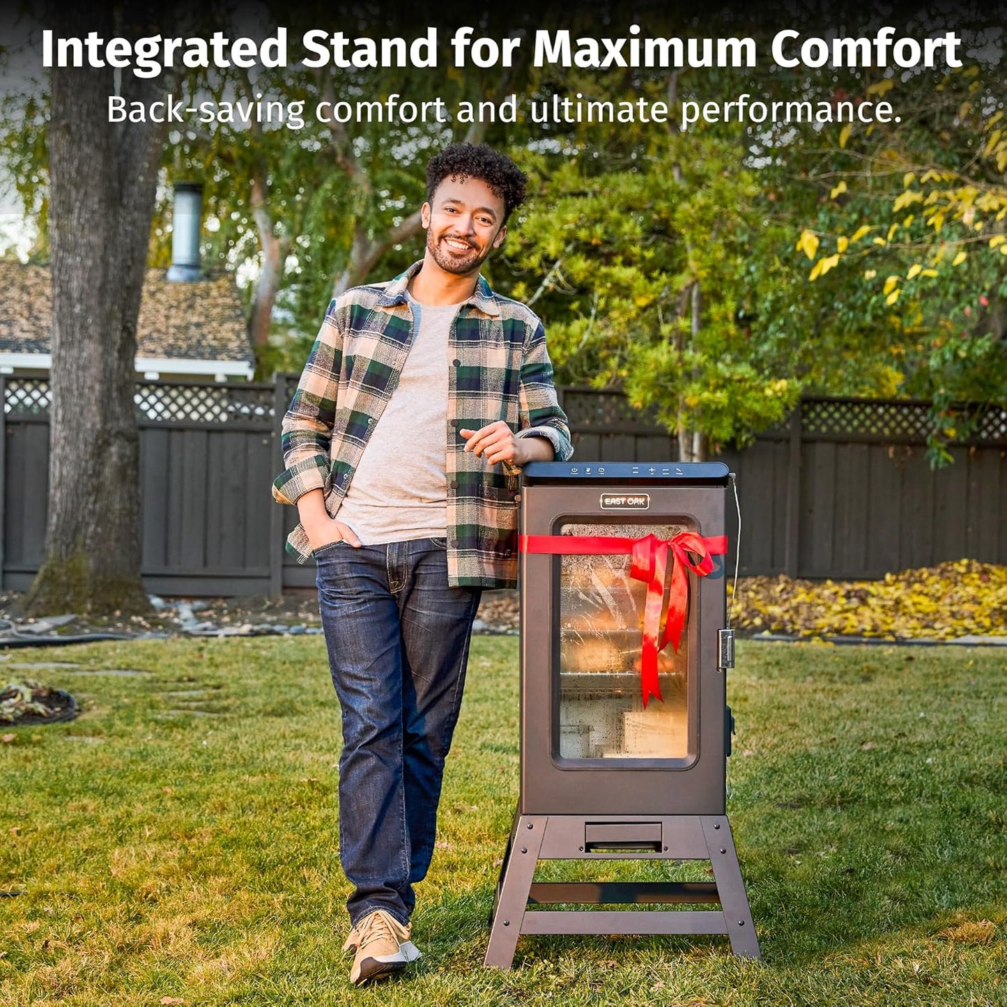 EAST OAK Ridgewood Pro 30" Electric Smoker | Built-in Meat Probe & Elevated Stand for Outdoors | Up to 6× Longer Smokes, Adjustable Side Chip Loader | Smoke More with 725 sq in Cooking Area