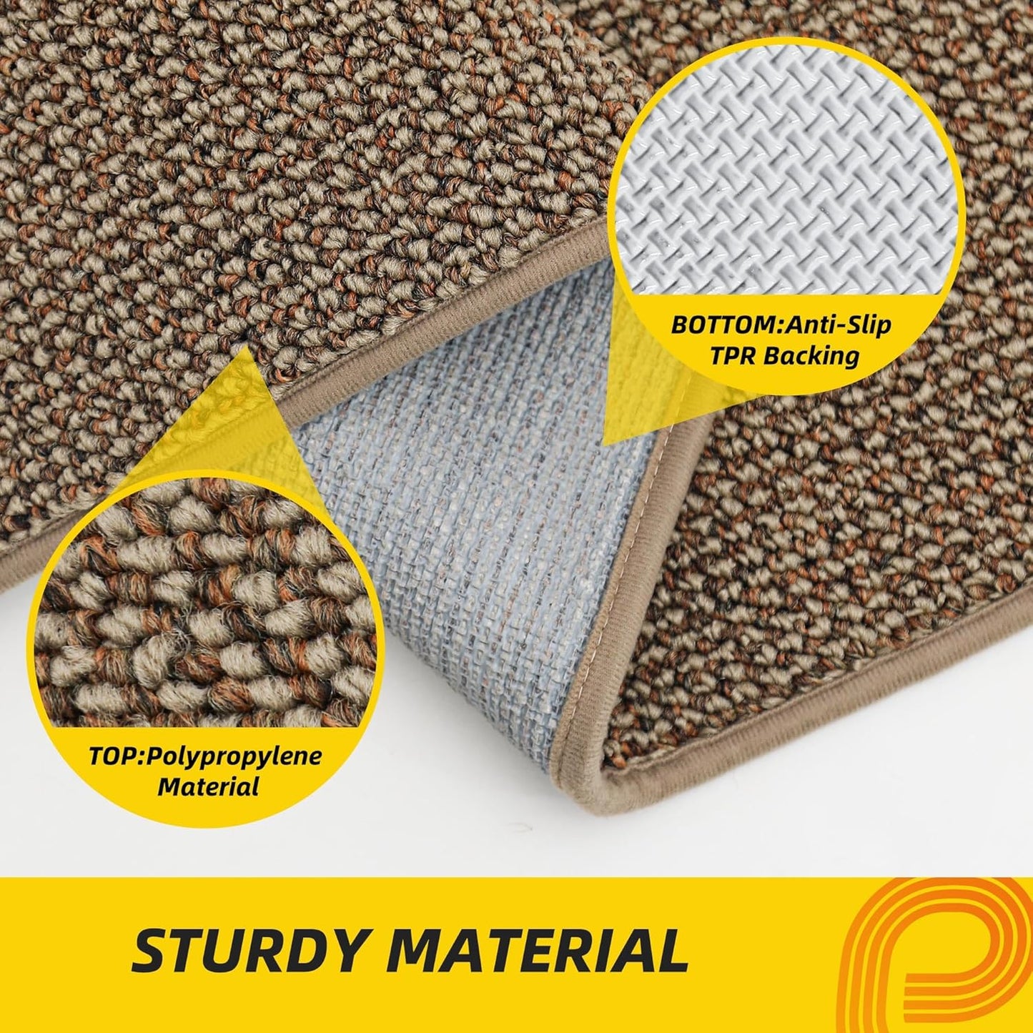 JSEI Dirt Trapper Door Mat 24"x36" Non-Slip Washable Entrance Mat, Dog Doormats, Absorbent & Fade-Resistant Floor Mats, Low Profile Welcome Mats for Entryway, Front Door, and Inside Entrance, Beige