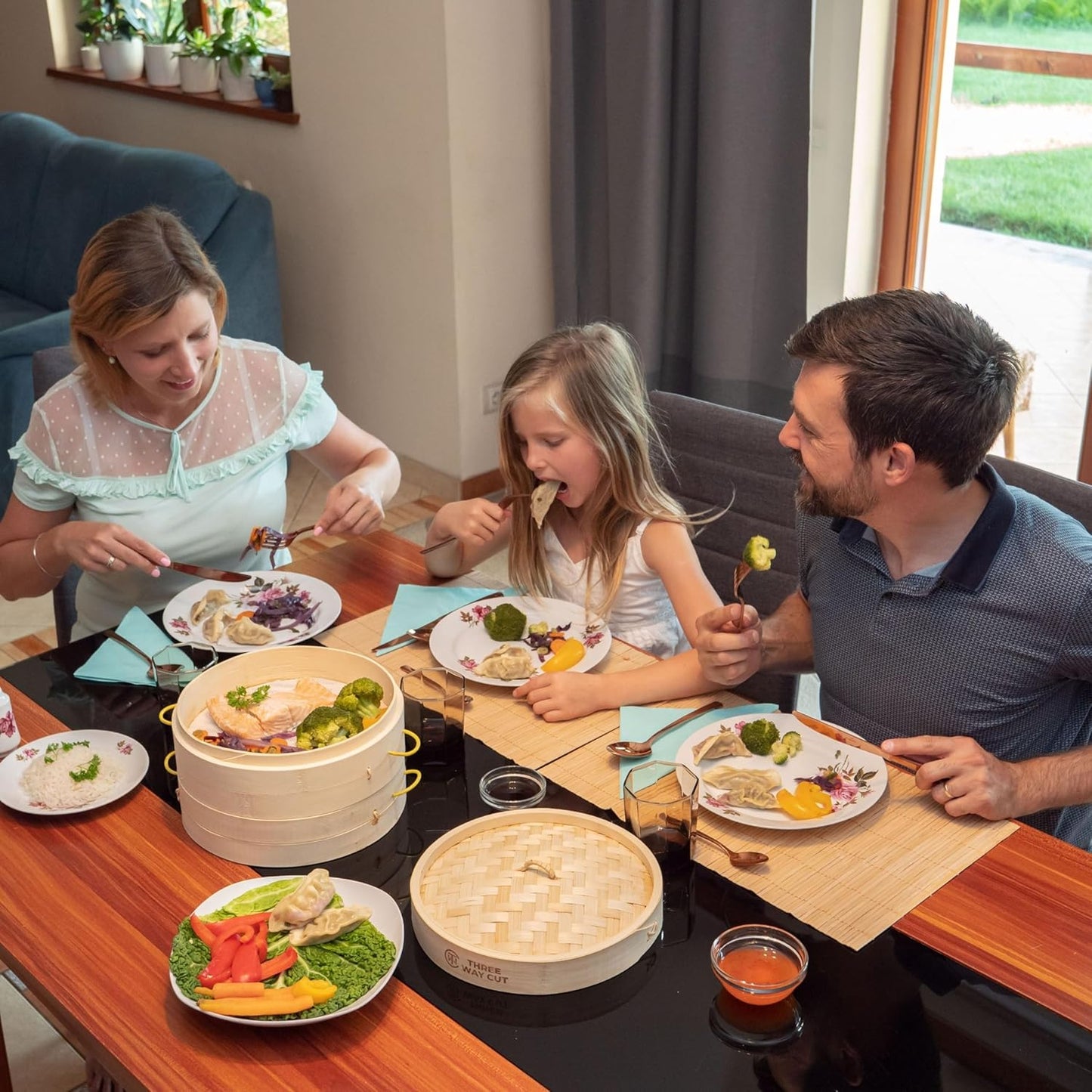 2 Tier Bamboo Steamer- 10" Baskets With Handle, Silicone Liner, Adapter, Molder Press For Cooking Vegetables Dumpling Press & Dough Cutter for Steaming Chinese Asian Food & Bao Bun, Dim Sum Potsticker