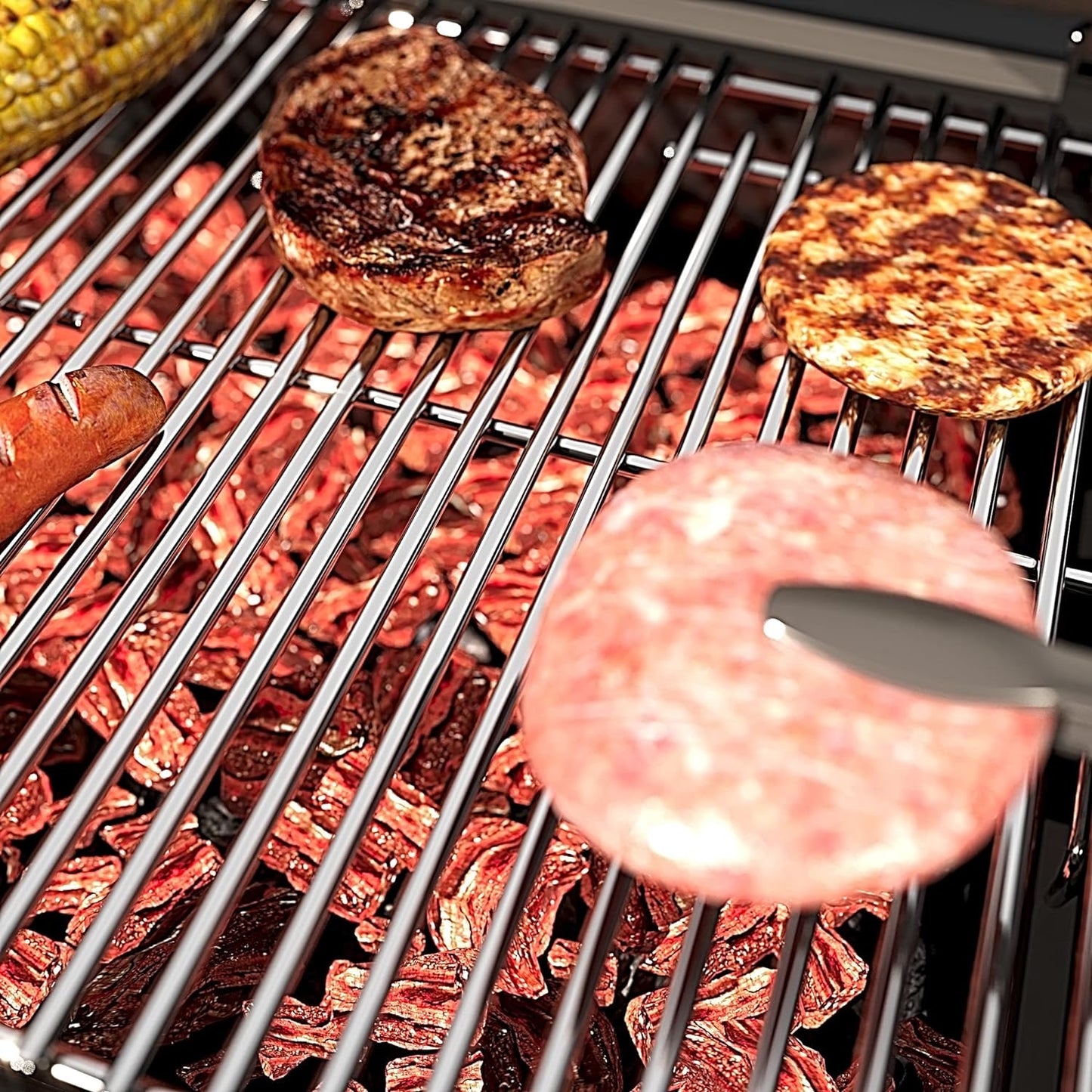 Stainless Steel Cooking Grill Grates Replacement for Nexgrill 720-0882A Evolution Infrared Plus 5-Burner Gas Grills Grates Replacement Parts Cooking Grids with Side Burner, Set of 2, 17 Inch